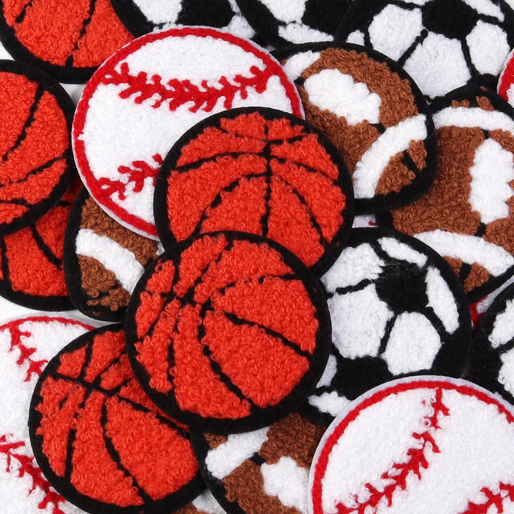 4pcs Sports Towel Embroidered Fabric Patches Basketball Football Rugby Baseball Ironing Patches For Clothing Sewing DIY Applique