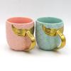 Creative Mermaid Shaped Mug Pearl Glaze Gold Ceramic Water Cup Coffee Cup