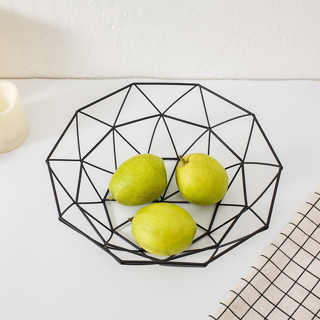 Geometric Fruit Vegetable Wire Basket Metal Bowl Kitchen Storage Desktop Display