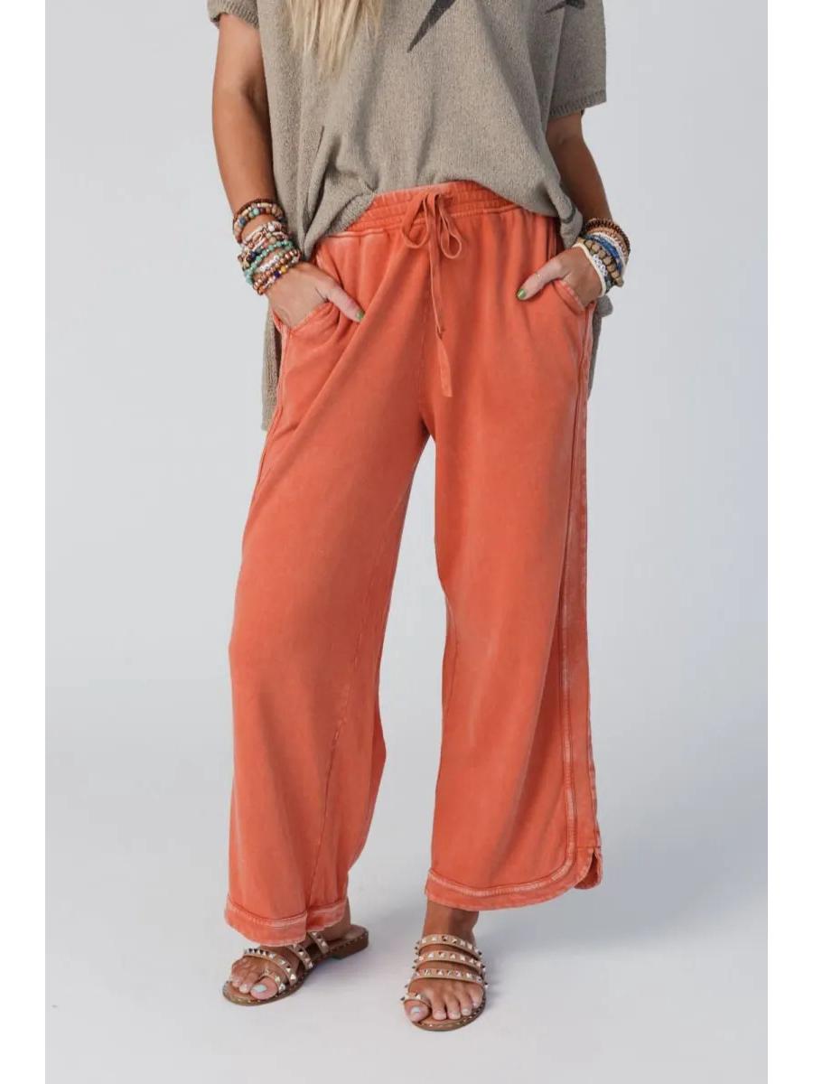 

Ретро выстиранные состаренные длинные брюки на кулиске L оранжевый