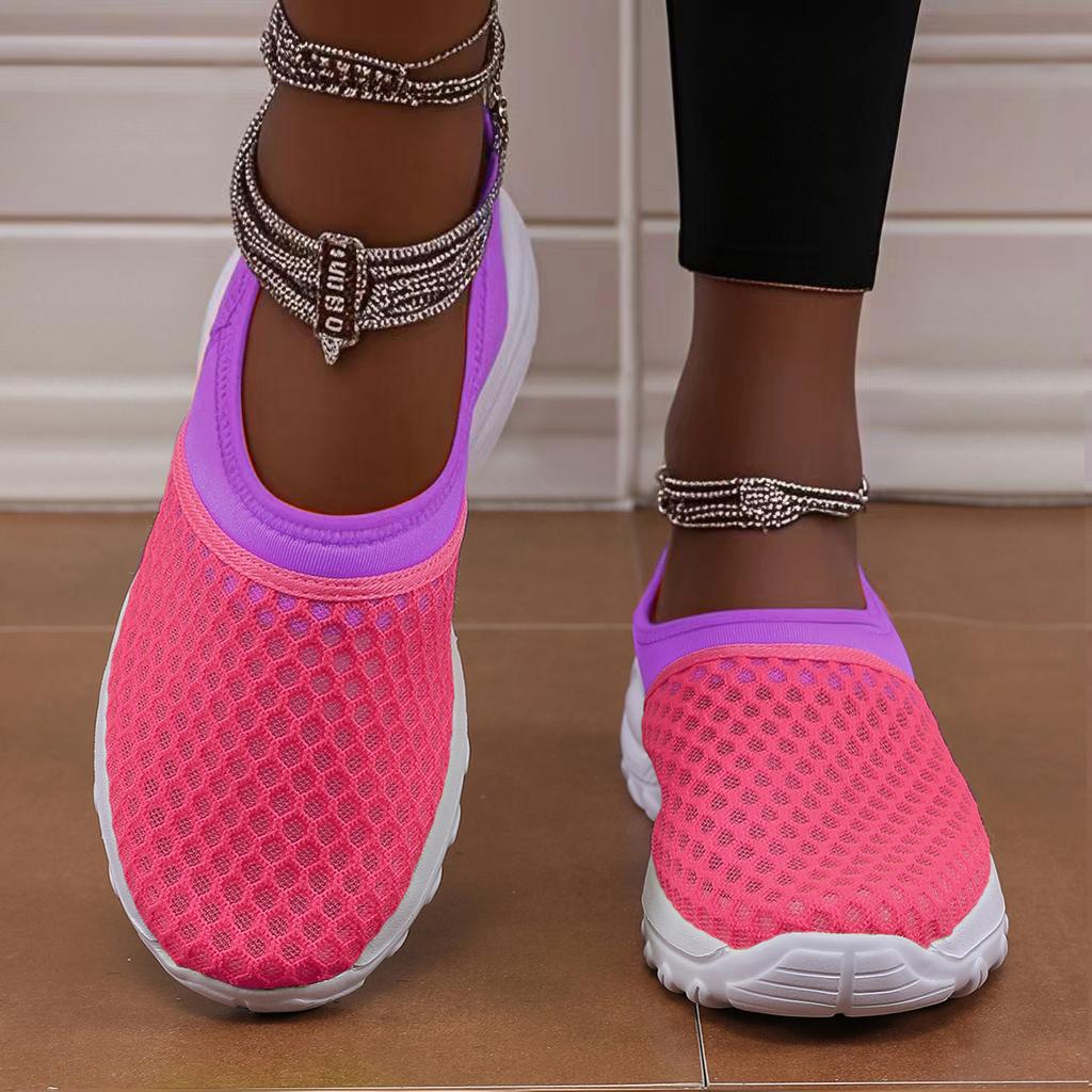 Women's Slippers, Summer Mesh Breathable, Family Indoor Slippers, Women's Thick-soled Slide, Fashionable Walking Shoes, Chanclas