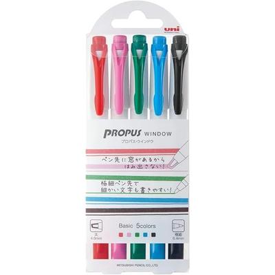 Uni-ball Propus Window Highlighter, Basic 5-Color Set, PUS103T5C