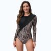 Swimsuit Women's Body-Tight Long-Sleeved Surfer Snake Pattern Conservative Swimsuit