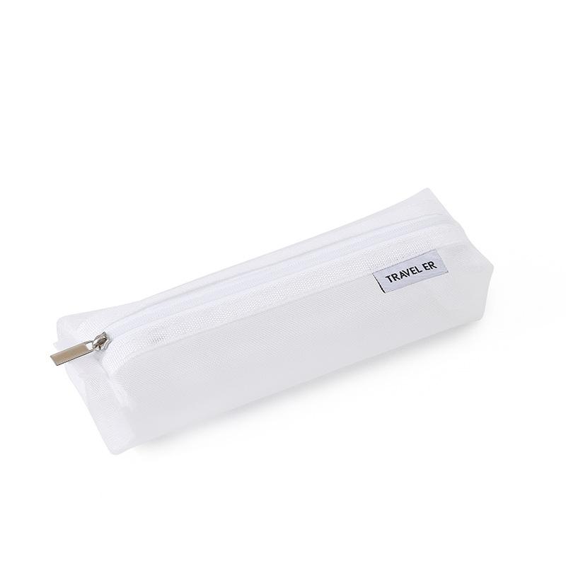 

Mesh Pencil Case Transparent Pencil Case Kawaii Cute Simple Beautiful Bag Organizer Office Student Stationery School Supplies S белый
