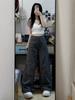 Women's High-Waist Gray Wide-Leg Jeans - Summer Retro Slimming Straight-Leg Pants