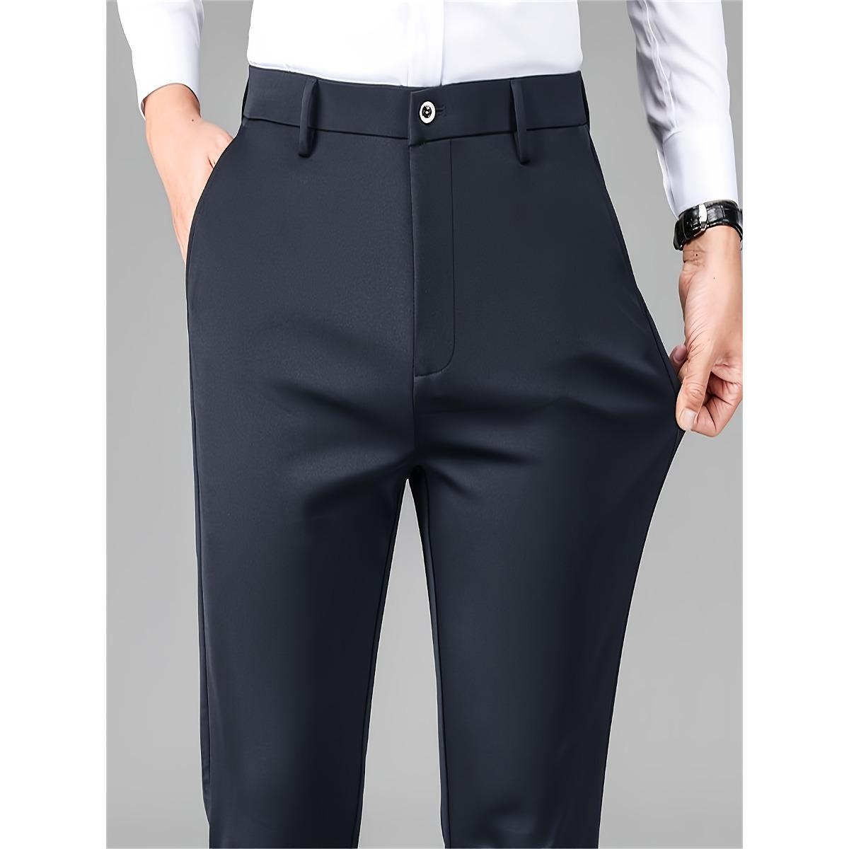 

Мужские легкие брюки в стиле business casual - Однотонные офисные брюки средней посадки, застежка на пуговицы, универсальная профессиональная одежда, минималистичный дизайн 29