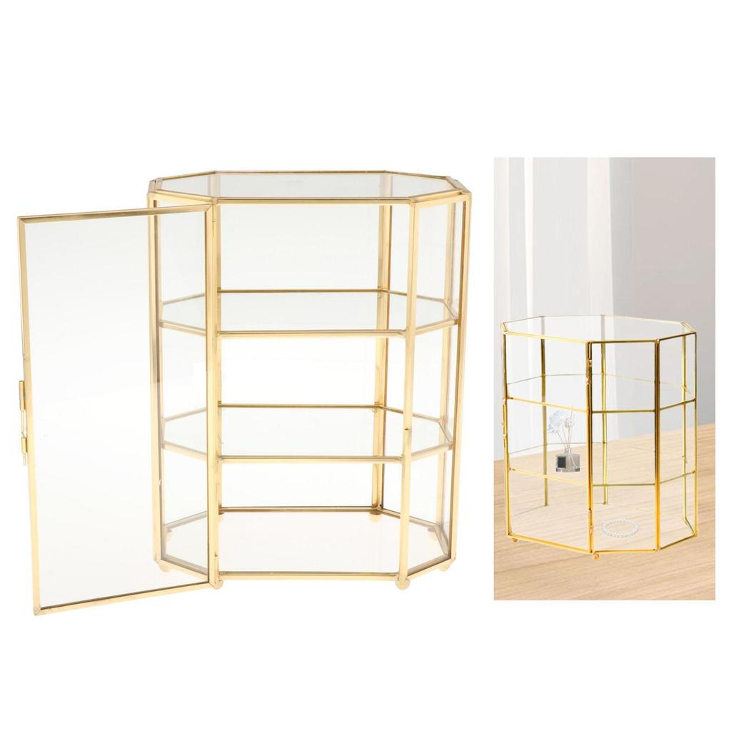 Glass Jewelry Box Organizer 3 Layer Cosmetic Storage Case Display for Rings