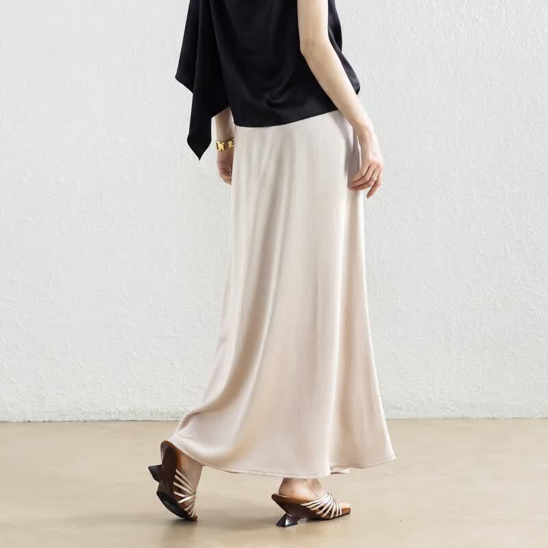 Elegant Satin Mermaid Midi Skirt