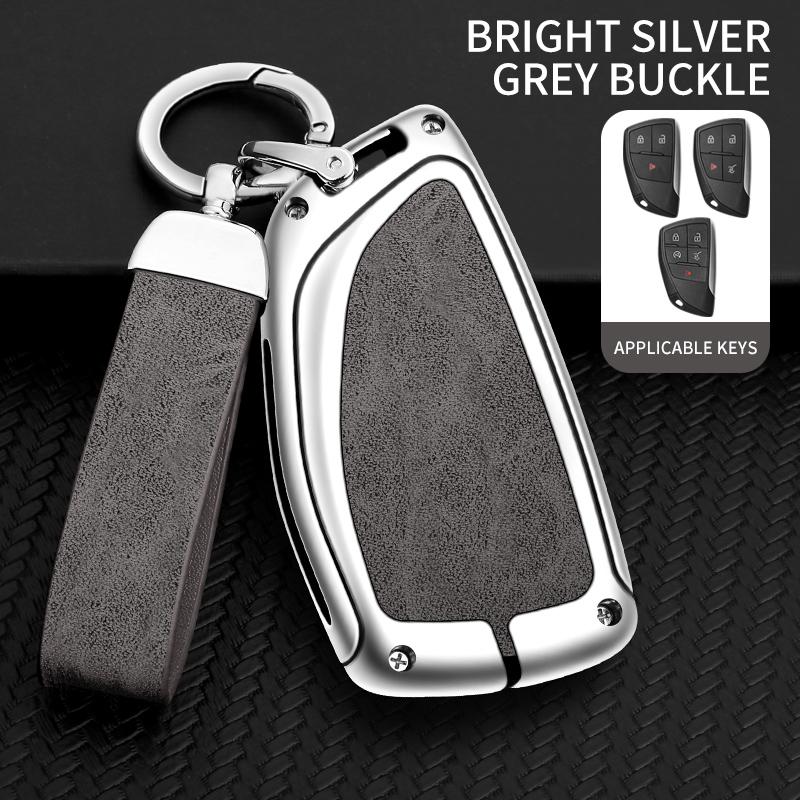 Zinc Alloy Genuine Leather Auto Key Fob Cover Fit For Chevrolet Tahoe Suburban Fit For Gmc Yukon Fit For Buick Envision S Plus Avenir