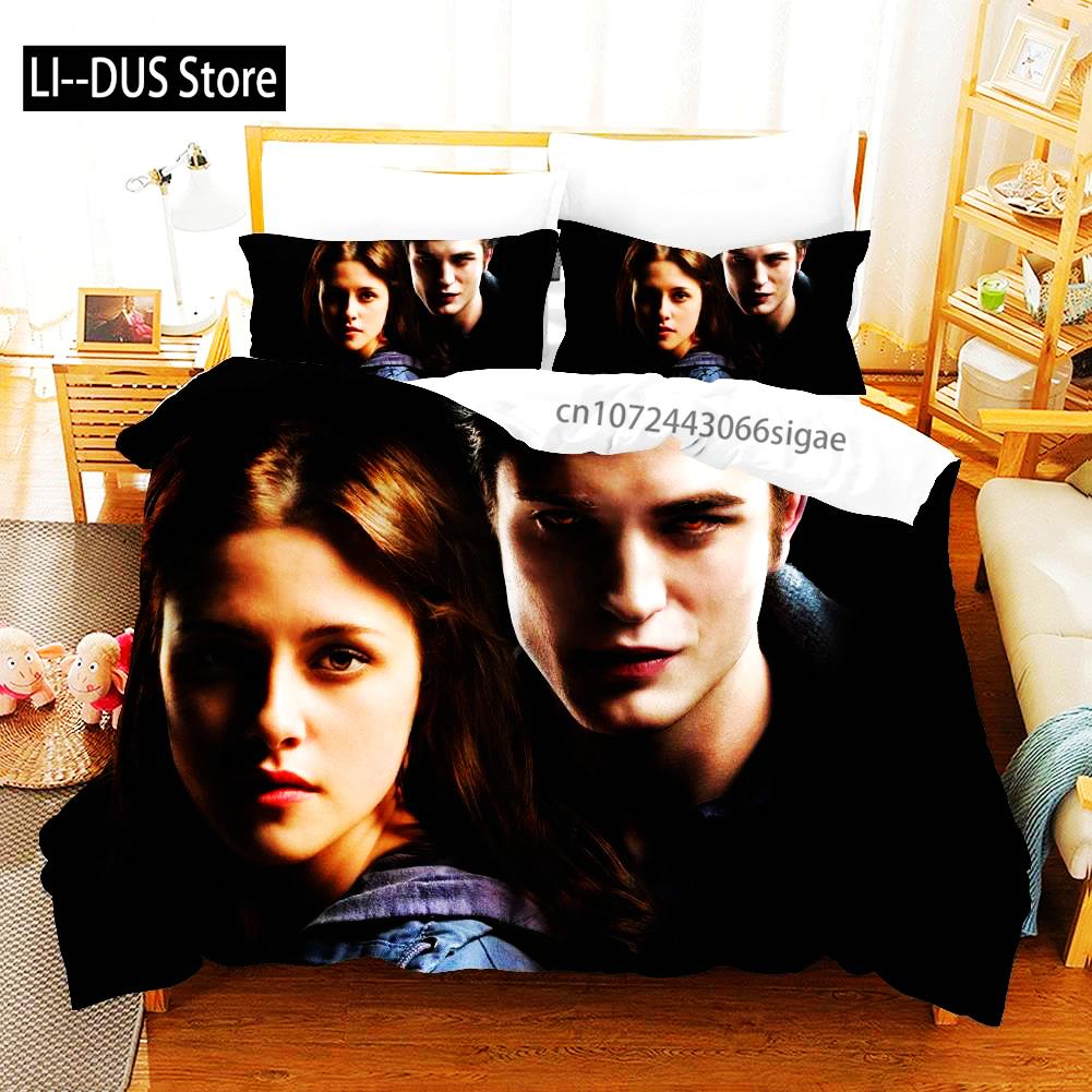 Twilight Series Duvet Cover Set And Pillowcases Vampire Hot Movies Single King Full Fashion 3D Bedding Set For Adults Bed Linen