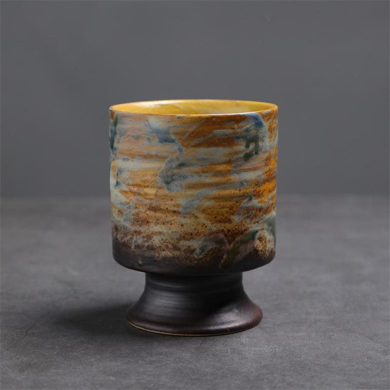 Retro Ceramic Cup Graffiti Kiln Coarse Pottery Coffee Cup Breakfast Cup Creative Afternoon Tea Vintage Cup
