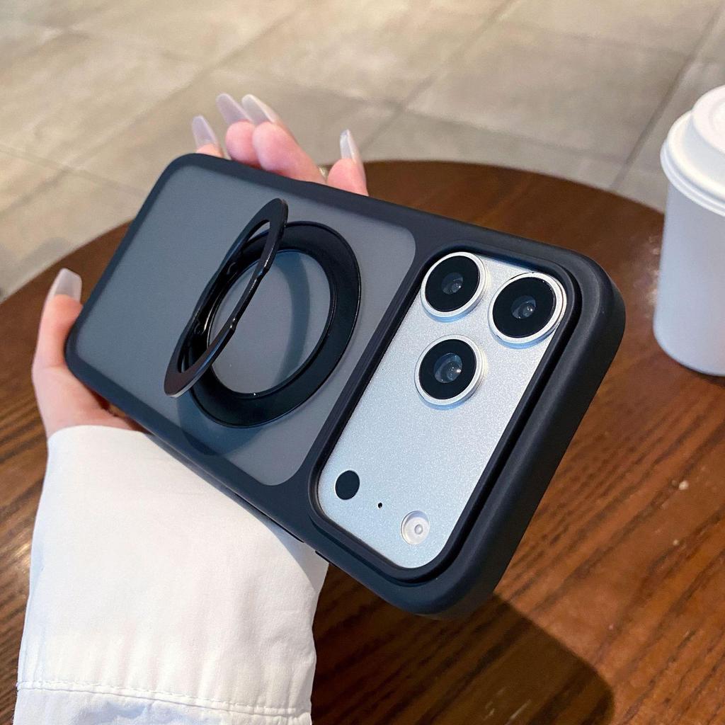 Magnetic Foldable Stand Case for iPhone 17 Pro Max, Apple 16 & 15 Pro - Frosted Full Coverage