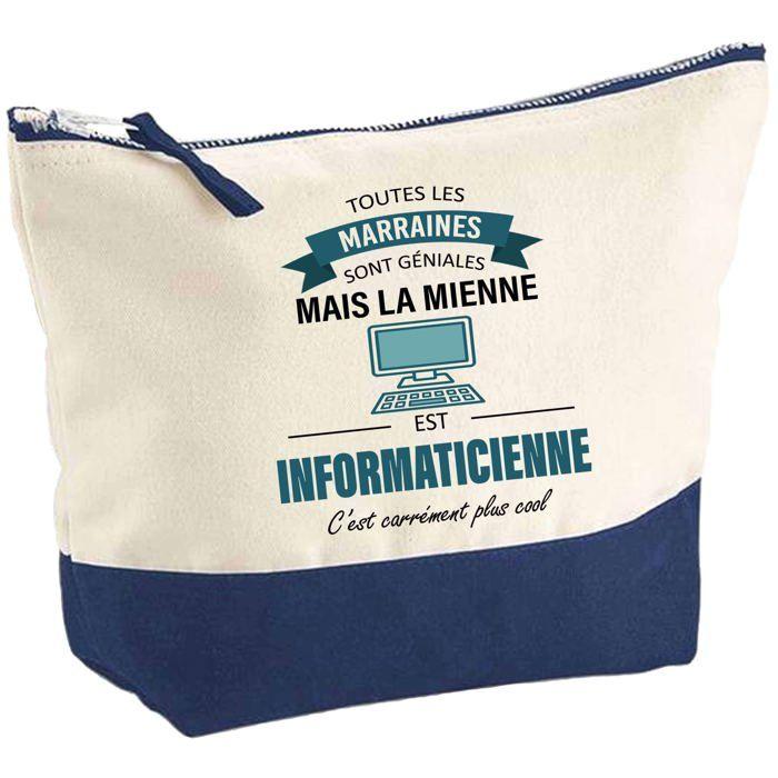 Trousse de maquillage - PLANETEE - Marraine Informaticienne - Grand format - Coton - Impression HD - Fabriquée en France