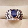 Blue Sapphire Oval Cut Gemstone With 925 Sterling Silver Ring For Men's #B606 JL375686496600