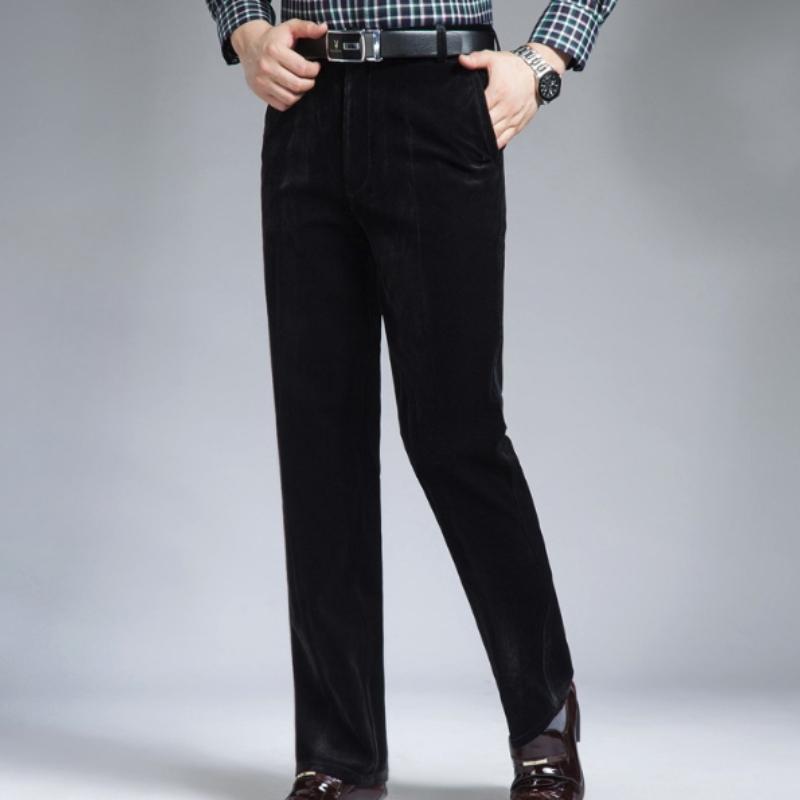 Pants Men Corduroy Cord Trousers Stretch Straight Pants Casual Loose High Waist Vintage Retro