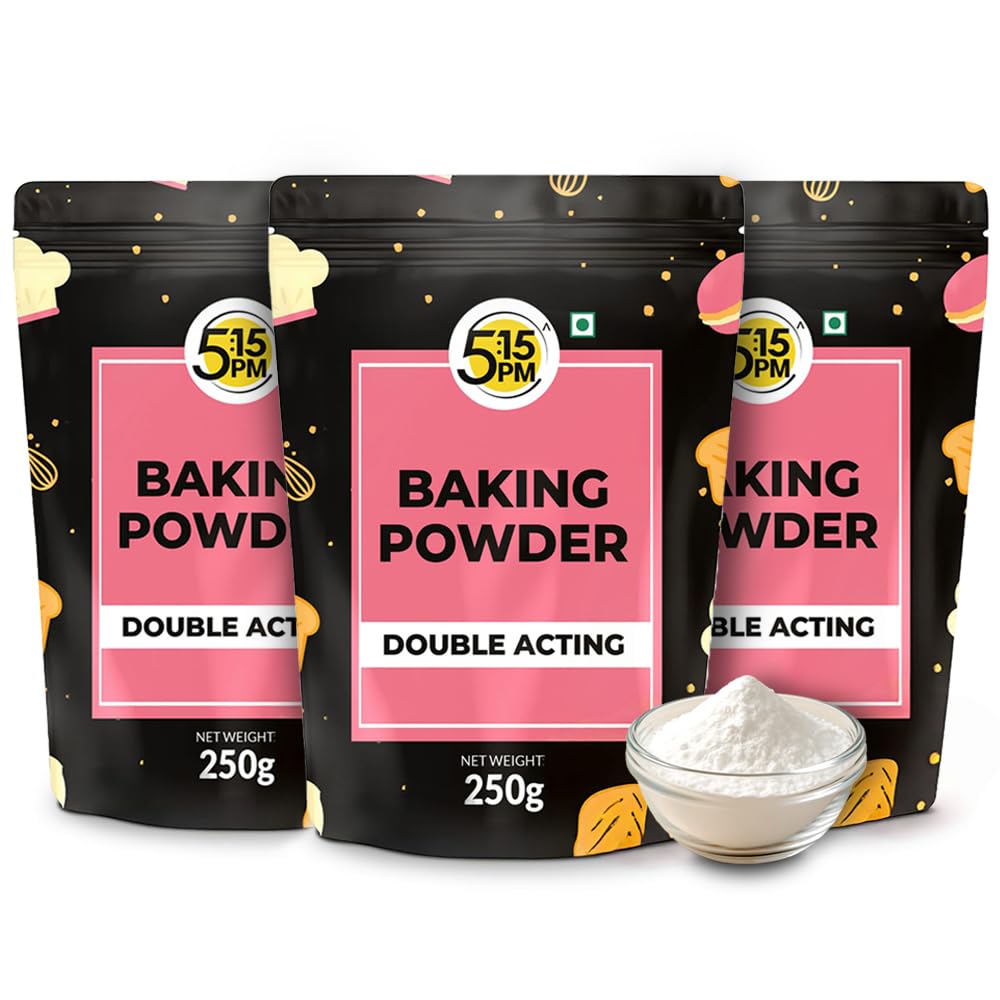 5:15PM Baking Powder 250g X Pack of 3 Double Acting All Purpose Leavening for Cakes Muffins Breads
