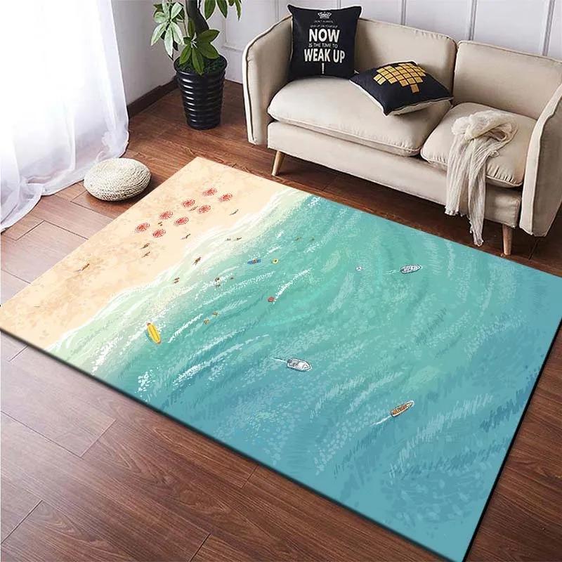 Beach Pattern Floor Mats Door Front Decoration Home Living Room Floor Mats