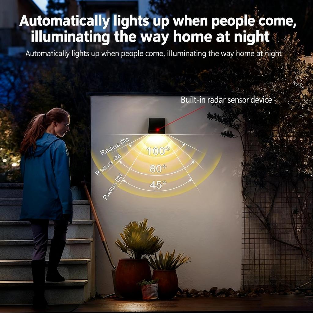 Outdoor Wall Lamp Solar-powered Courtyard Lights Waterproof Balcony Garden Villa Wall Washer Lights Deck Lighting for Pathway