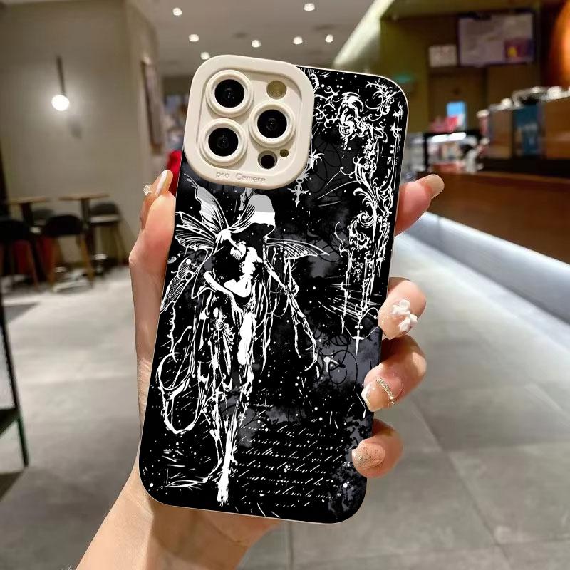 Luxury Retro Gothic Girl Angel Phone Case For iPhone 17 Air 16 Pro Max 16E 15 14 Plus 13 12 11 X XS XR Shockproof Silicone Cover