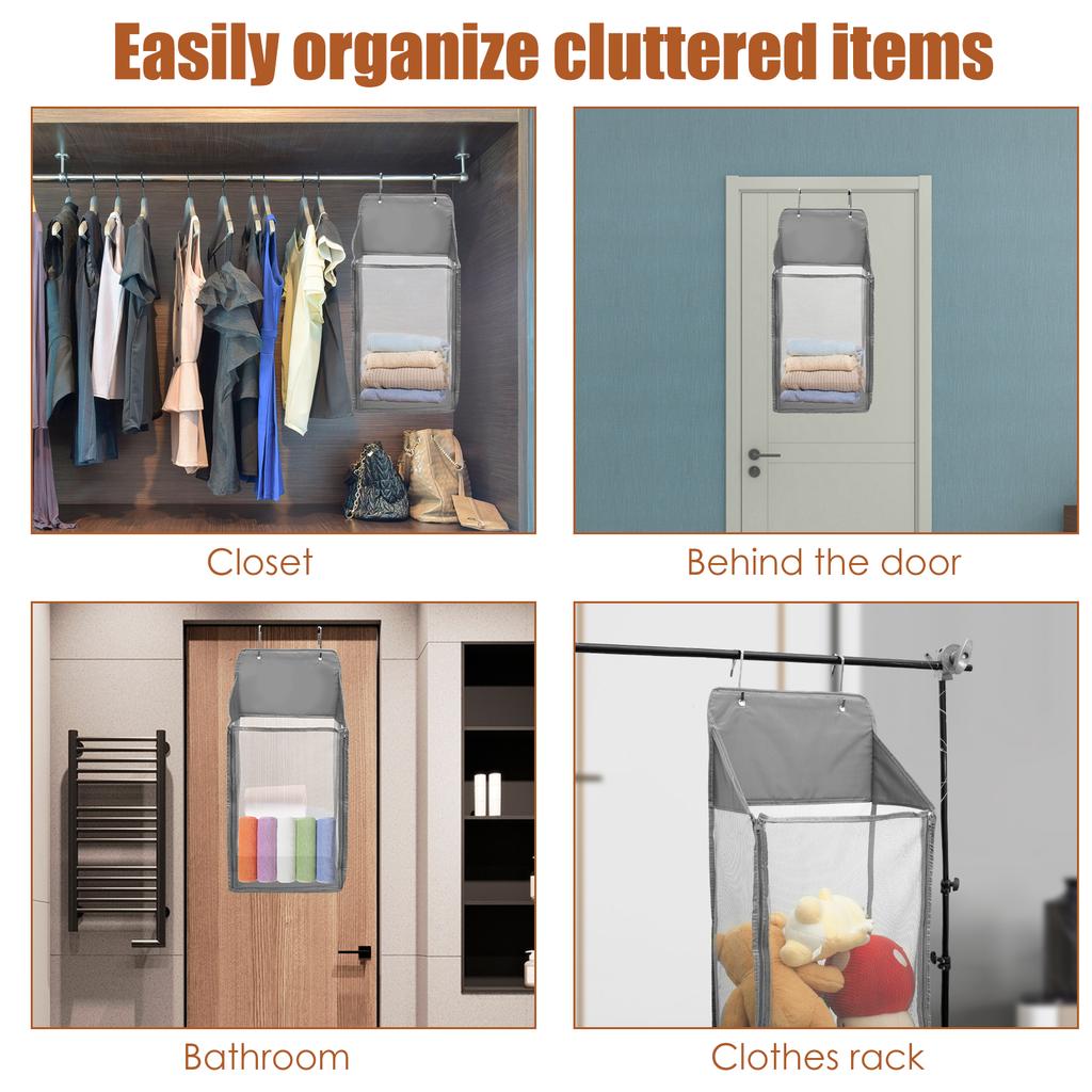 1pc Foldable Wall Hanging Mesh Laundry Basket Over the Door Laundry Hamper Portable Hanging Hamper For Bathrooms And Dormitory