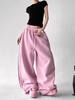 Pantalones de chándal rosas coreanos de pierna ancha para mujer - Pierna recta casual - Primavera 2026