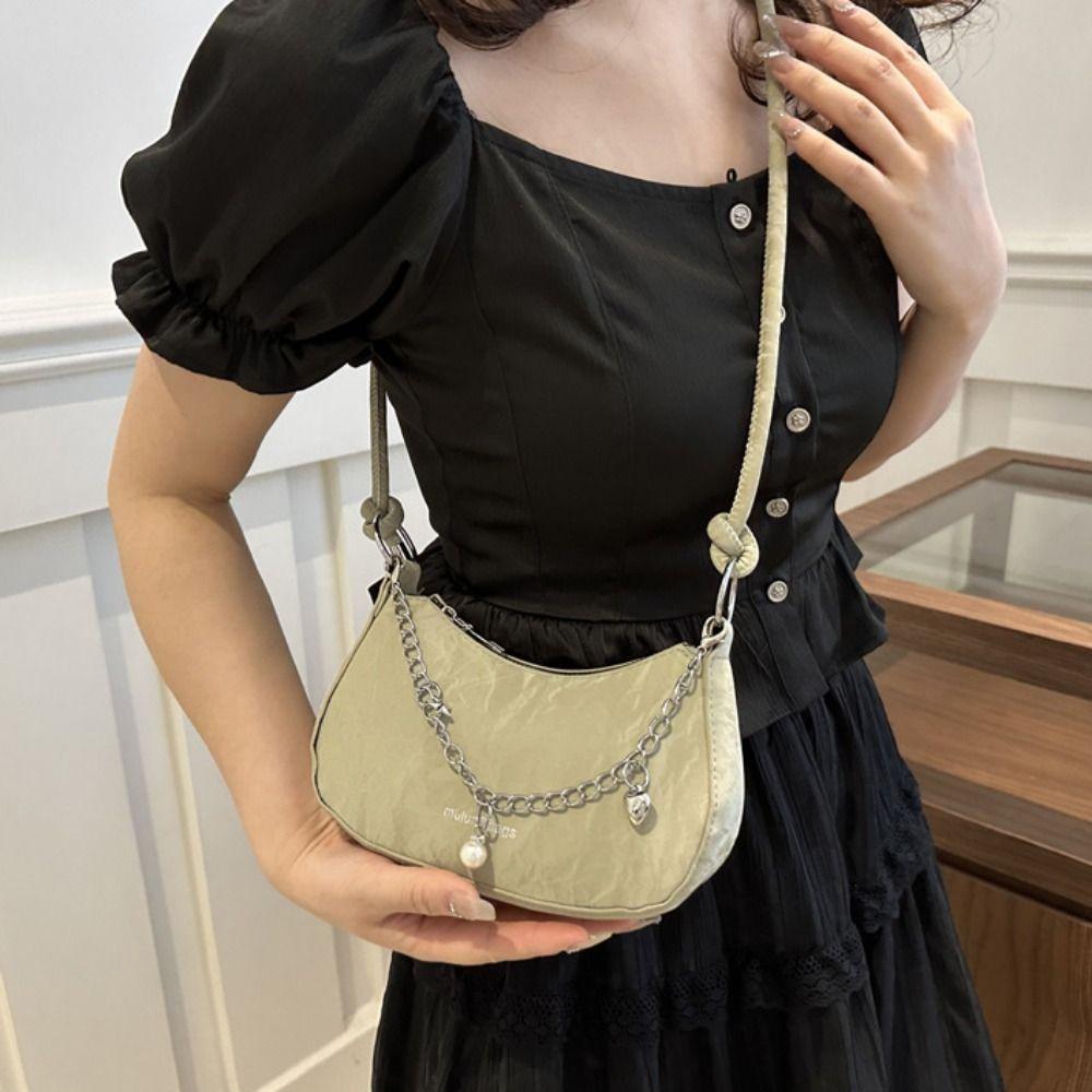 Korean Style Hobos Handbag PU Leather Shoulder Bag Portable Simple Crossbody Bag  Outdoor