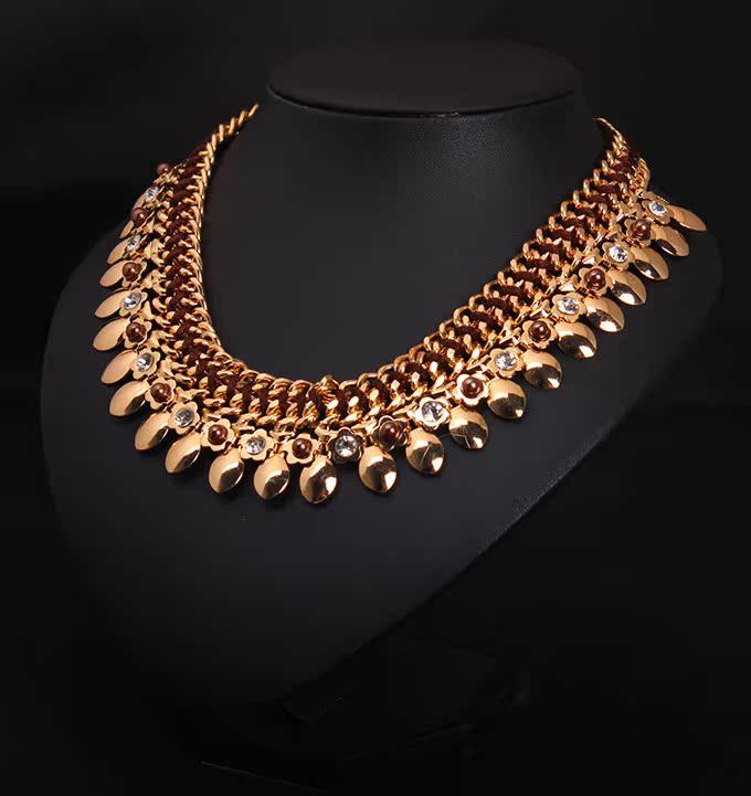 2015 Beliebte 6-Farben Strass Perlen Gewebte Kurze Schlüsselbeinkette Mode Übertriebener Damen Schmuck