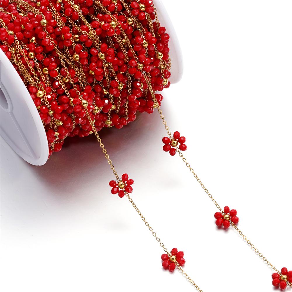 1Meter/Lot Stainless Steel Pearl Braided Flowers Flat Link Chains for DIY Handmade Jewelry Bracelet Necklace Accessories