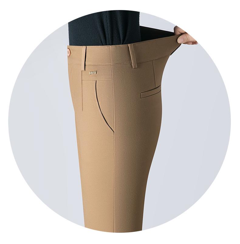 Saidel Women's Plus Size Straight-Leg Casual Pants - Slimming Baguette Style for Spring & Autumn 2025