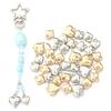 50pcs/lot Gold Color Heart shape Charms CCB Plastic Spacer Beads Pendant For Jewelry Making DIY Crafts Bracelet Earring Necklace
