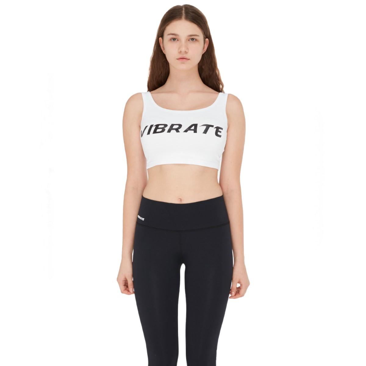 Vibrate Basic Logo Crop Top (White) White/Free