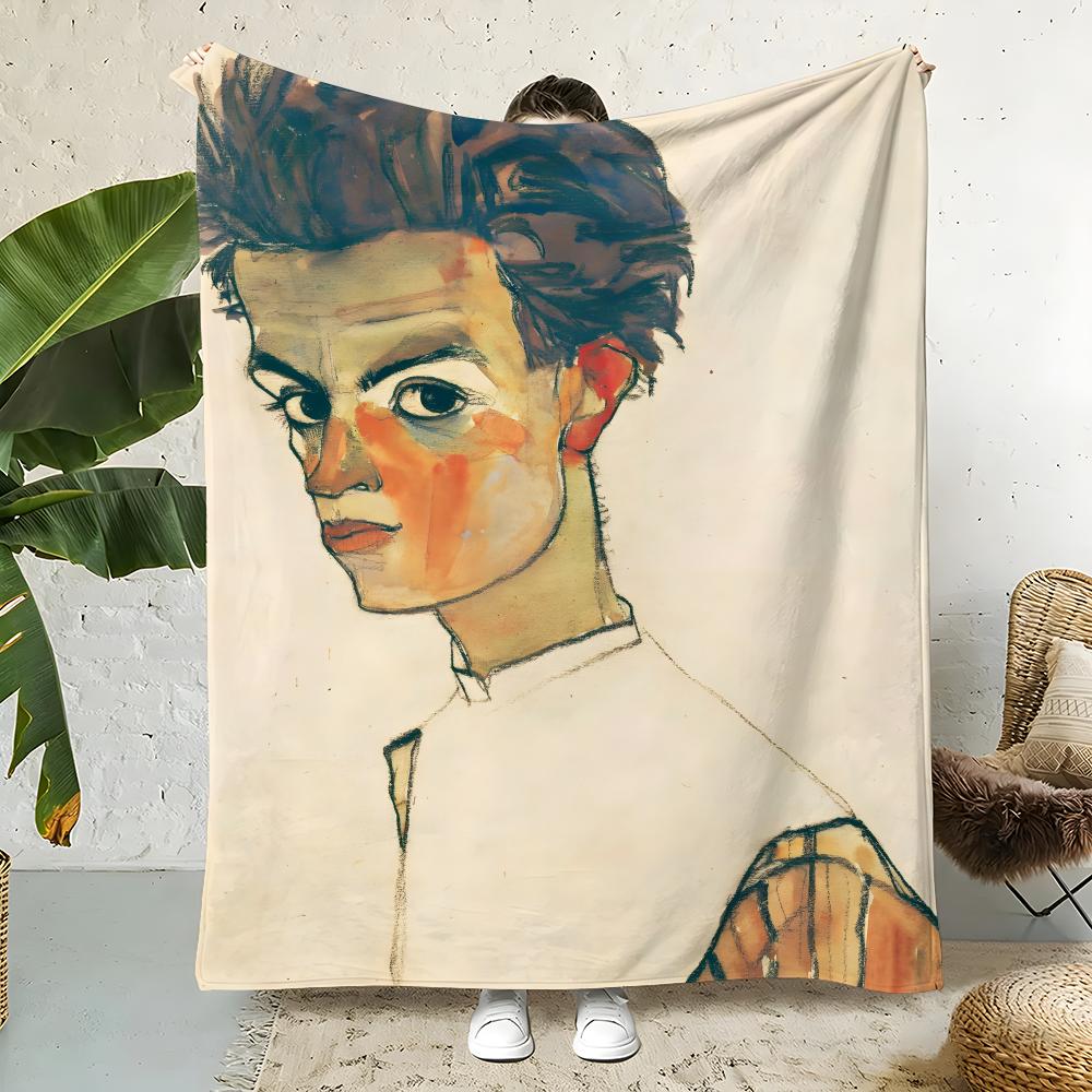 Artist E-Egon Schiele Throw Flannel Throw Blanket,Bed Home Office Nap Blanket Travel,Camping,Picnic Blanket Soft Decor