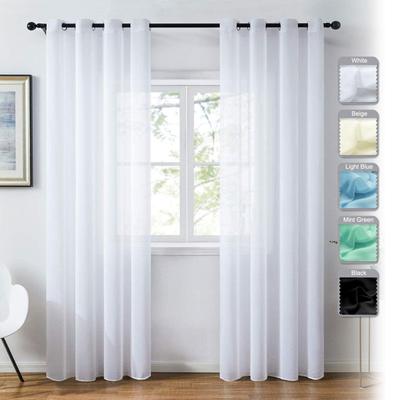 Solid Color White Translucent Window Screen Curtain, Chiffon Yarn Bedroom Tulle Curtain Bay Window Screen