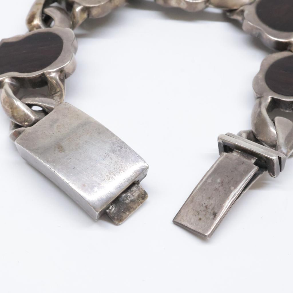 STANLEY GUESS SV925 Wood Guitar Bracelet Silver/Dark brownUsed