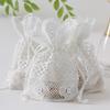 10x14CM White Lace Jewelry Storage Bag with Round Bottom and Drawstring