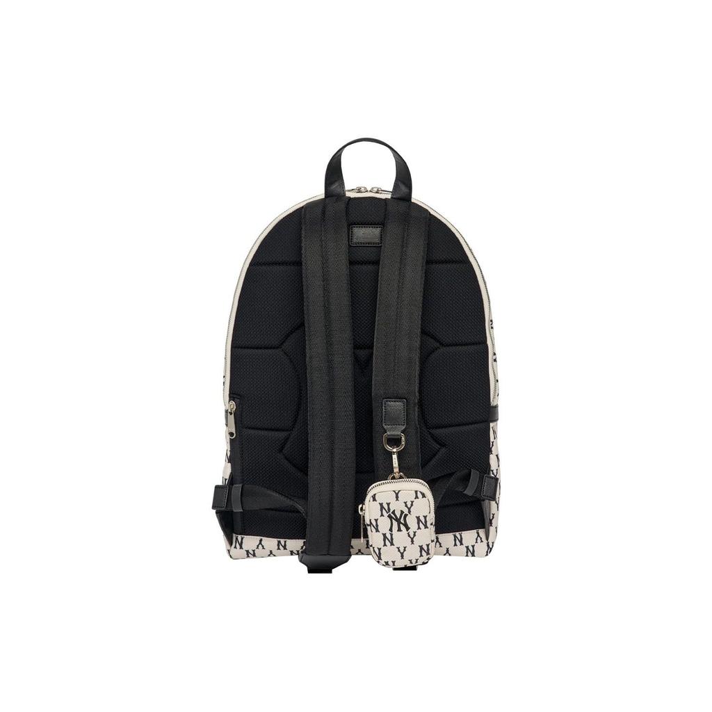 MLB New York Yankees Vintage Floral Large Logo Capacity Polyester Backpack Unisex Backpack Black White 3ABKM102N-50CRD