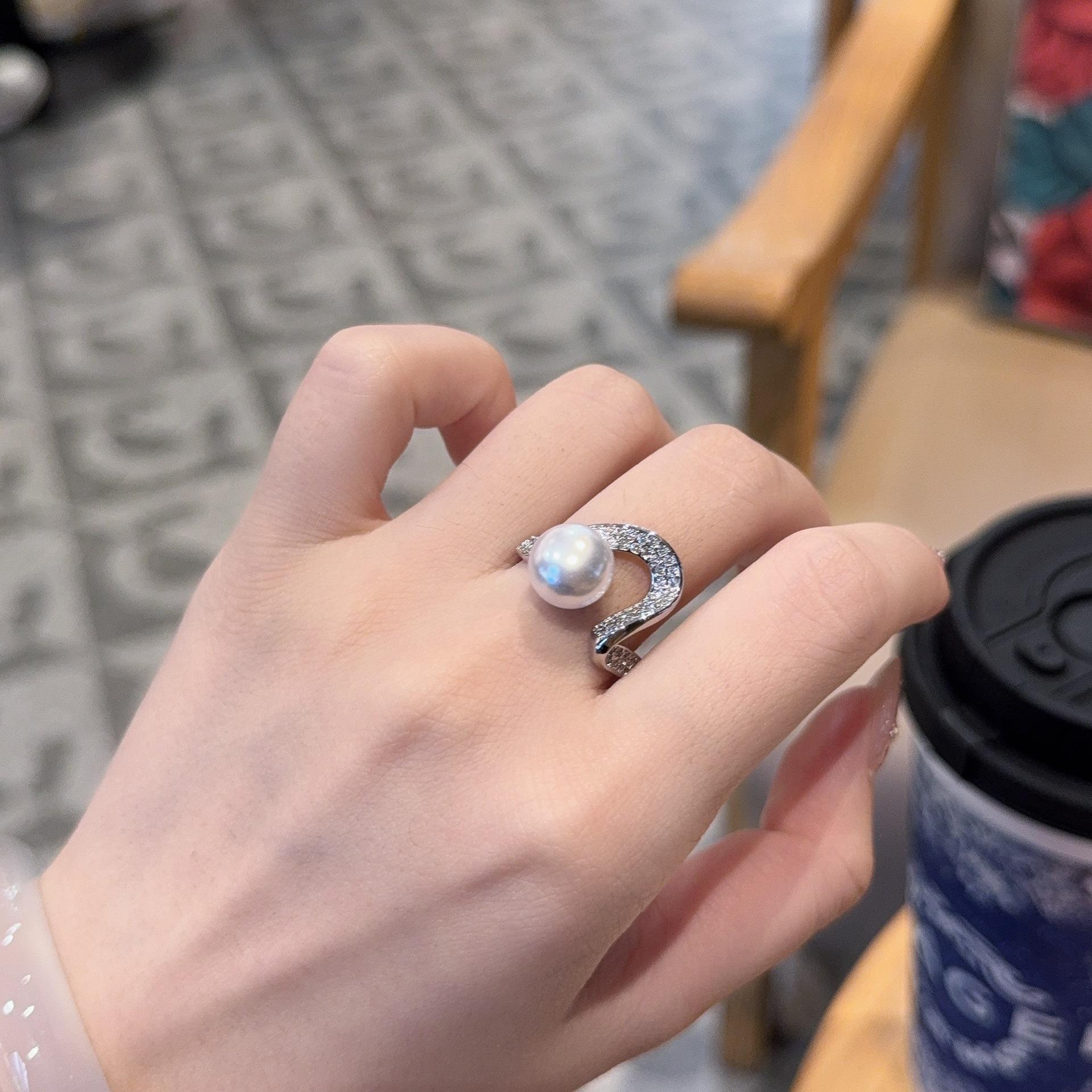 

Кольцо из пресноводного жемчуга Женское Открытое Регулируемое Кольцо с Волнообразным Узором Темпераментные Высококлассные Ювелирные Изделия Opening adjustable