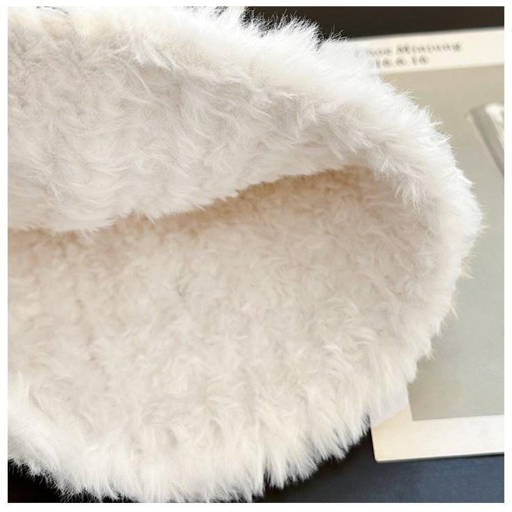 Cute Blush Bunny Plush Pullover Hat for Women In Autumn and Winter New Sweet and Versatile Warm Ear Protection Woolen Hat