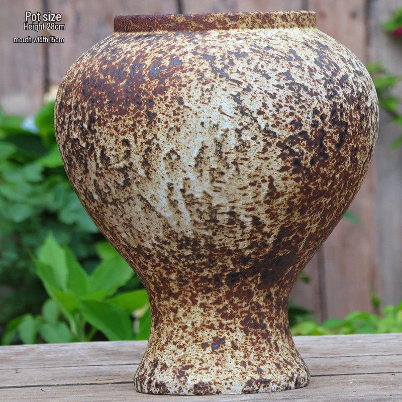 Handmade Coarse Pottery Flower Pot - Large Ceramic Jar for Bougainvillea & Hydrangeas