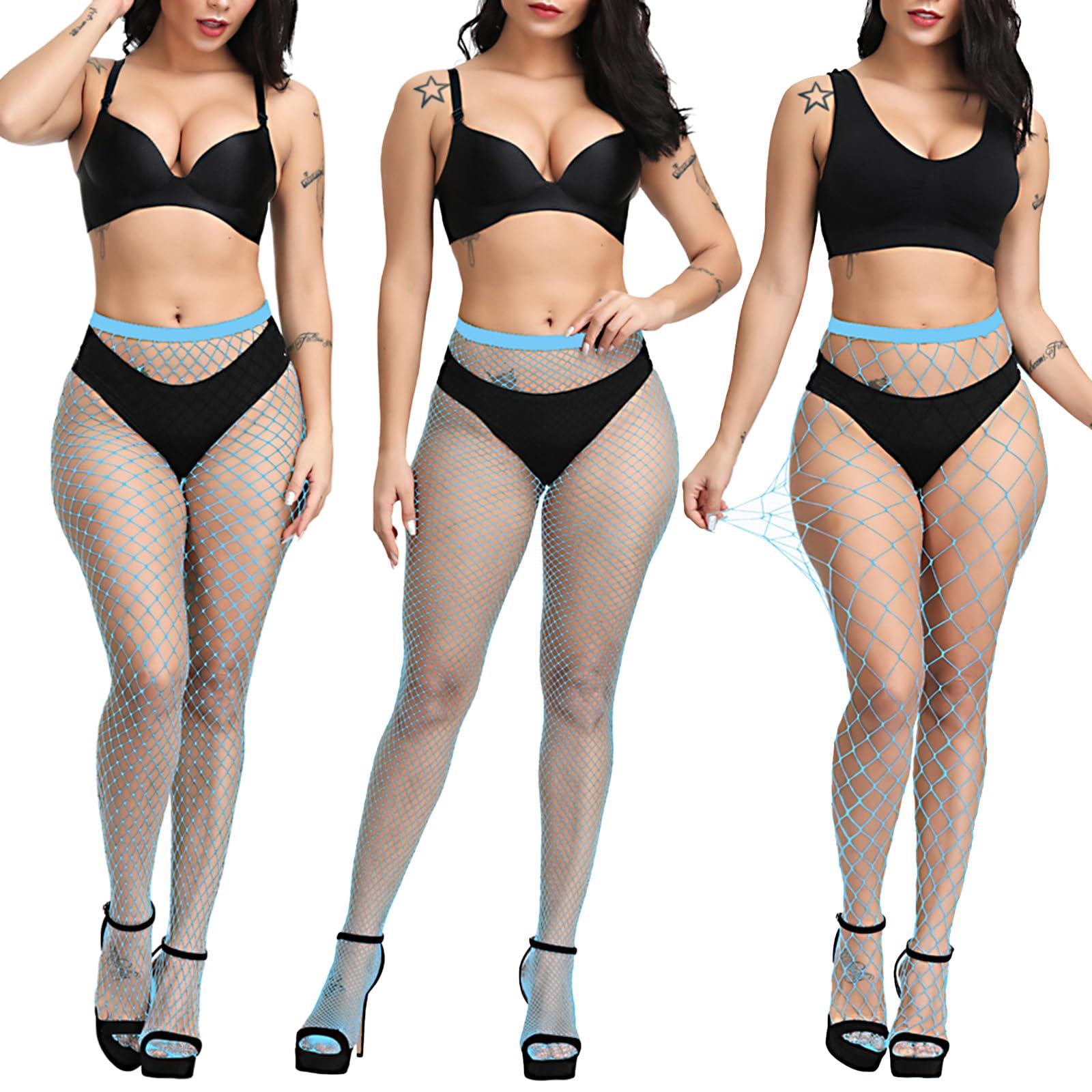 

Fishnet Stockings Leggings Set [LittleForBig] [Fishnet Tights] High-Waisted Pantyhose, 3-Pair (Large/Medium/Small) [Lake Blue]