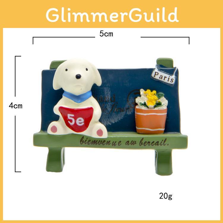 Cute Cartoon Dog Flower Bench Reading Scene Model Ornament For Props Shooting