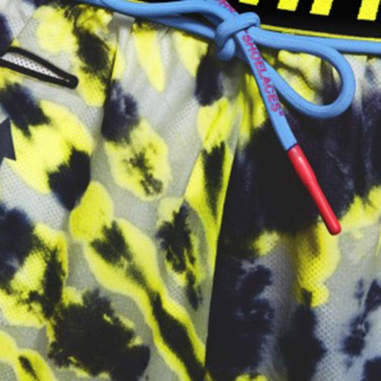 Nike x OFF-WHITE Tie Dye Casual Sport Drawstring Shorts Women Bottoms Fluorescent-Yellow CK4809-702