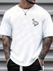Minimal Animal Unisexs Crew Neck Cotton T Shirt Silly Goose Chest Cartoon Goose Print Short Sleeve Cute Casual Street Fashion Top