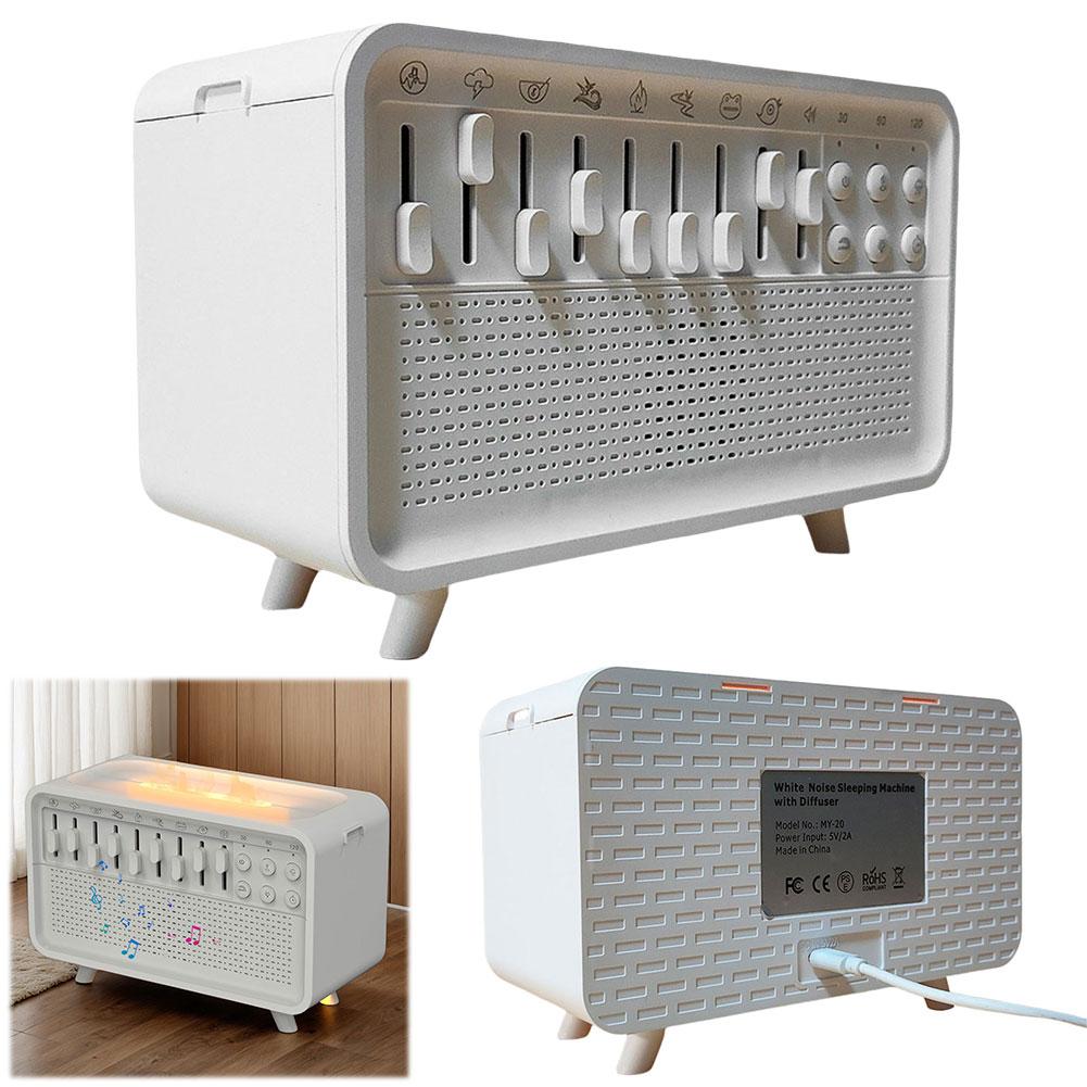 Weißes Rauschen Schlafgeräuschmaschine Ätherisches Öl Diffusor mit BT-Lautsprecher Nachtlicht Aroma Diffusor für Erwachsene Schlafen Meditation