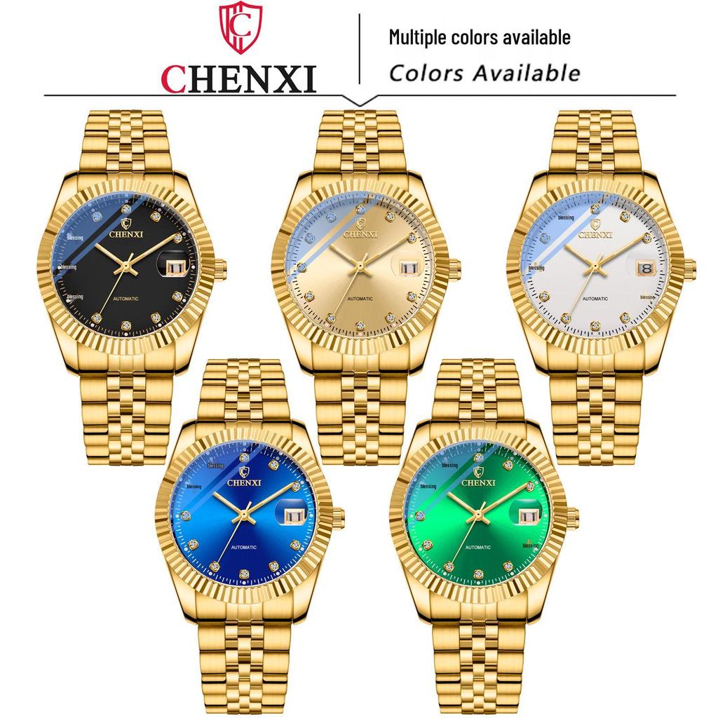 CHENXI Goldene Mechanische Uhr mit Stahlarmband - 8804A Modischer Trendsetter Business-Zeitmesser