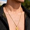 Vnox Double Side Virgin Mary Pendant Necklace, Gold Color Stainless Steel Box Chain, Trendy Religious Jewelry Gift for Women Men