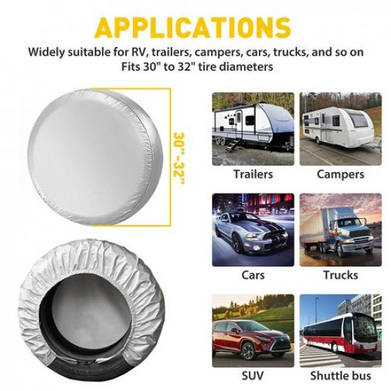 30" 31" 32" Wheel Tire Covers For RV Trailer Camper Car Truck Motorhome SUV 4Pcs