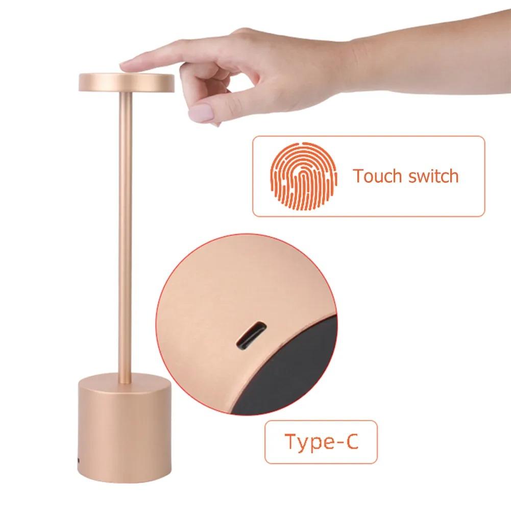 Simple LED Rechargeable Touch Metal Table Lamp Three Colors Bedside Creative Ambient Light Bar Outdoor Decoration Night Light