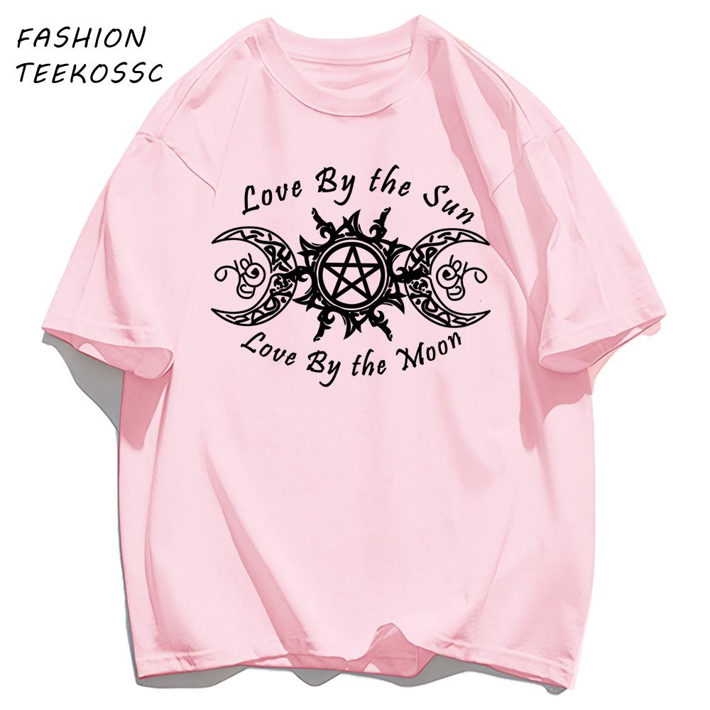 Love By The Sun And Moon Print Mens TShirt Casual Summer T Shirts Oversize AllMatch Man Streetwear Cotton Hip Hop Clothing