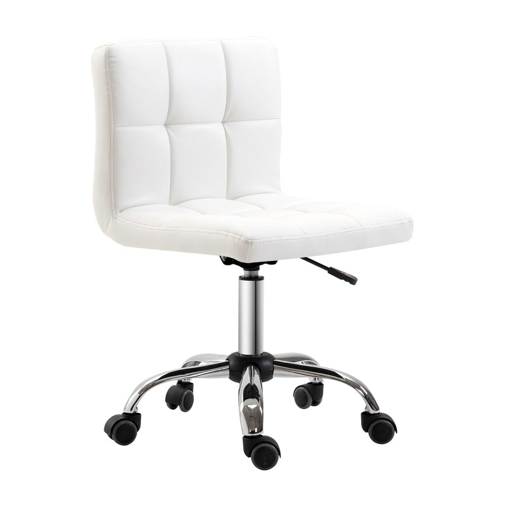 Office Chair Swivel Chair Artificial Leather Steel Structure 5 Wheels Padded White